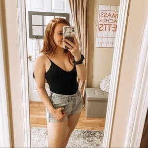 Gaze Black Strappy Low Cut Bodysuit